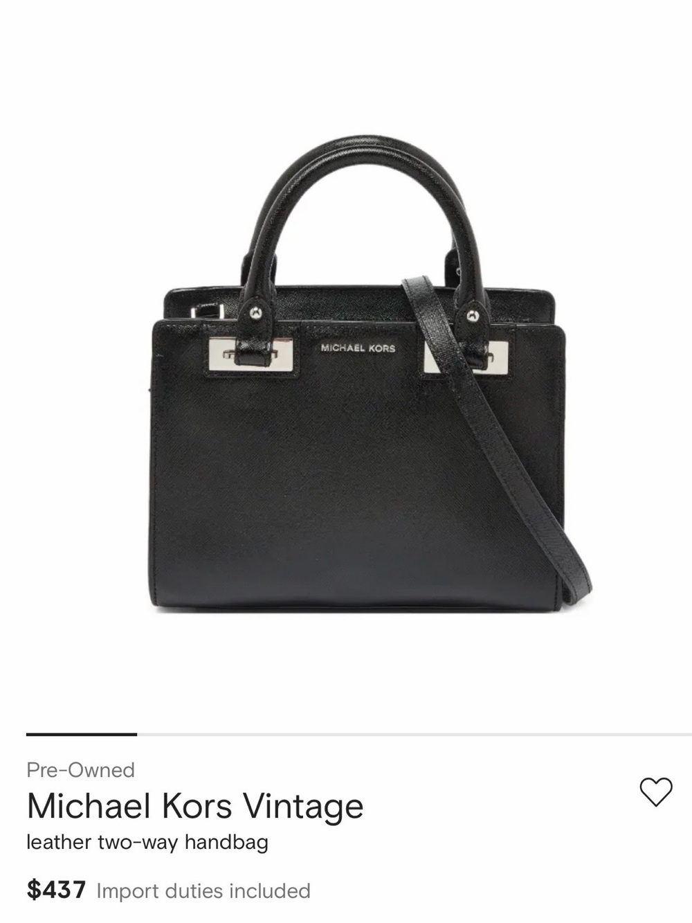 Michael Kors Black Leather Square Handbag